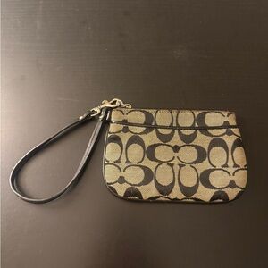 Coach Black and Tan Signature Wristlet